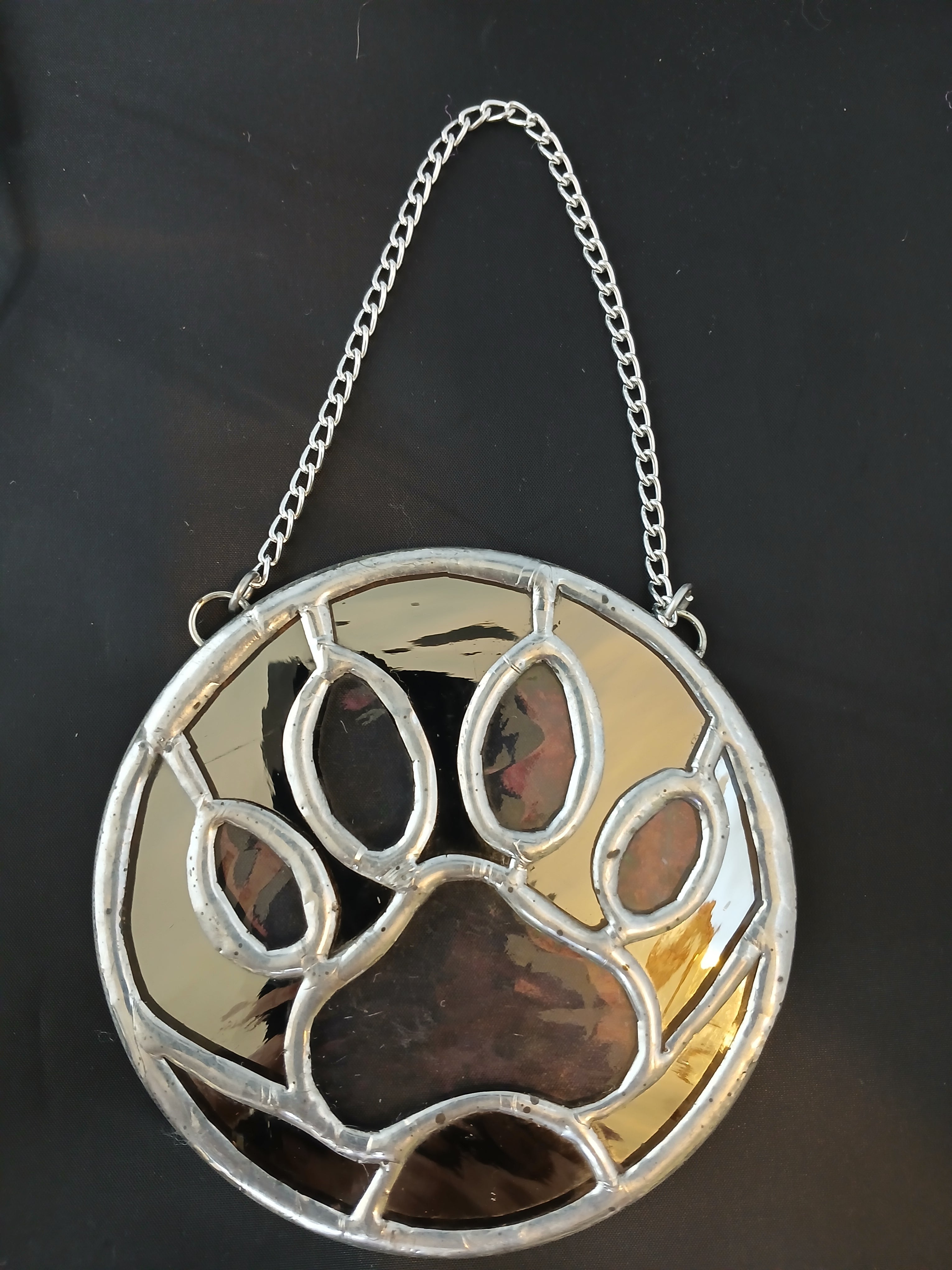 Dog Paw Ornament (clear iridescent and black)
