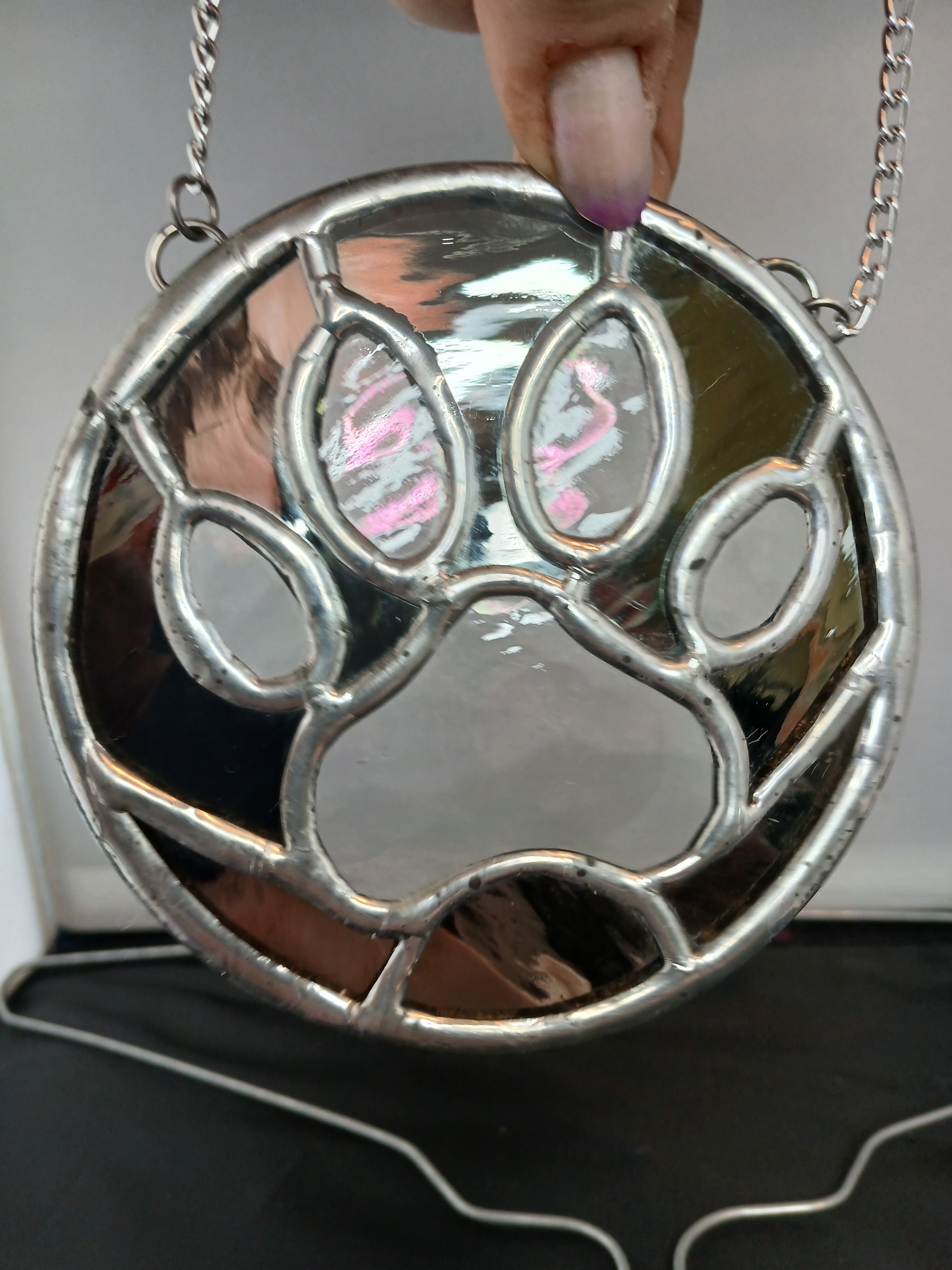 Dog Paw Ornament (clear iridescent and black)