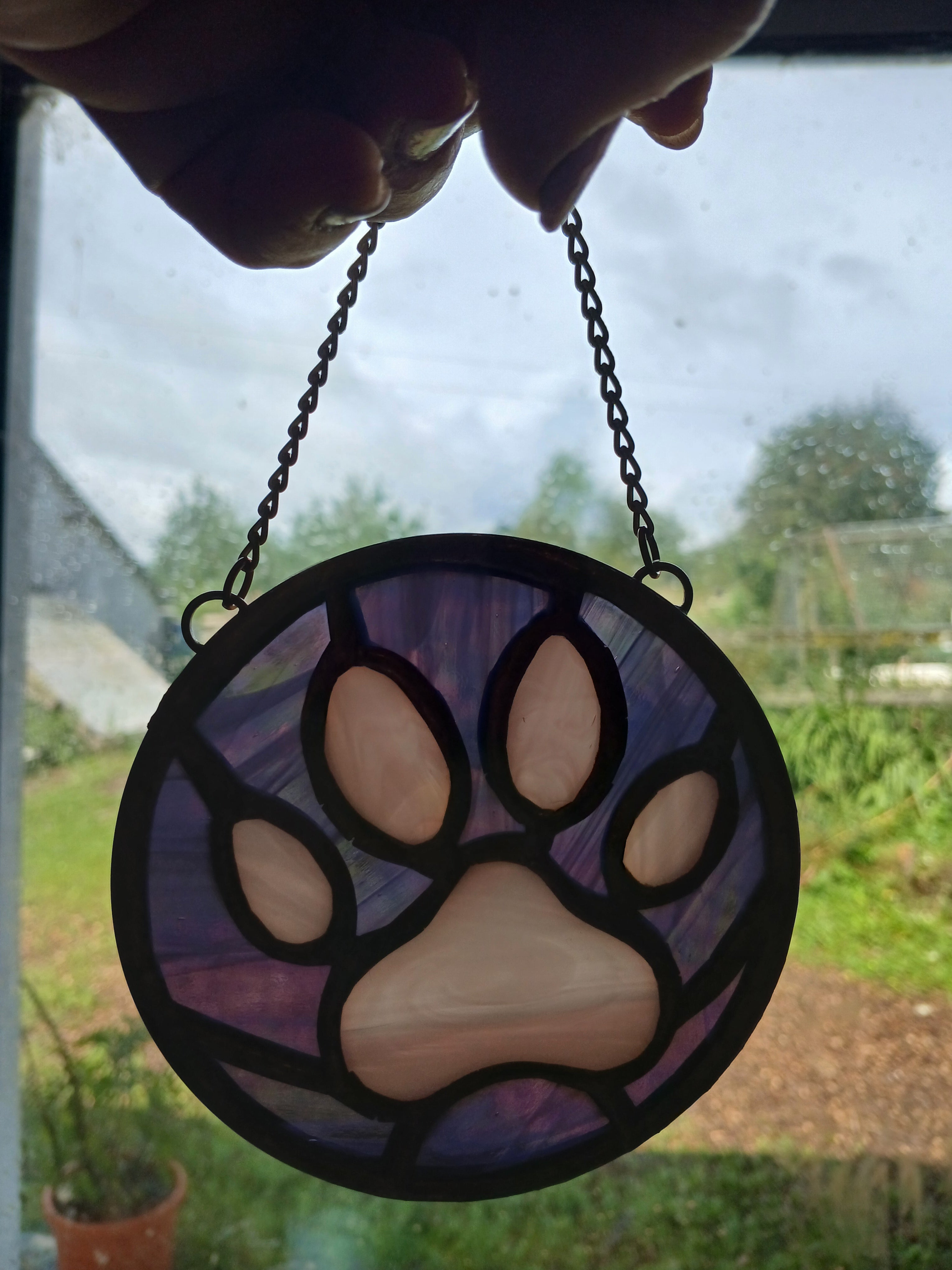 Dog Paw Ornament (pink purple)